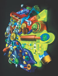 Input Output - A video sculpture employs 3-D solid modeling