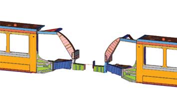 No Climbing - An FEA model simulates two GTW light rail cars colliding
