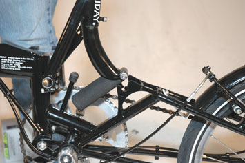 Origami Cycle - The key to the design of the Tikit is this latch under the saddle