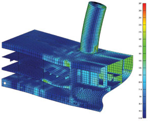 Offshore Analysis - Aker Yards Marine Inc. analyzes crane supports using FEA