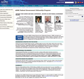 35 Years for the Greater Good: Screen shot of the Federal Fellows site