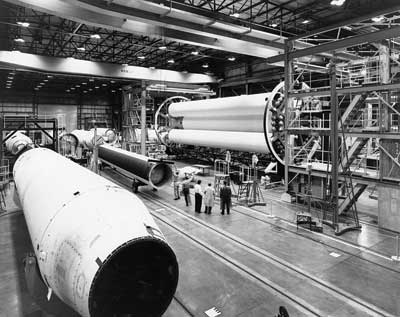 Apollo Mission - Partly assembled first stage of Saturn V