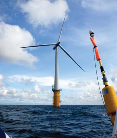 Floating Wind Turbines - The HyWind hull supports a 2.3 MW turbine