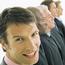 Business Men In Profile On Facing Foward Laughing