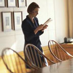 Woman Reading Before Meeting