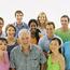 Group Of Ten People Looking Up