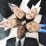 Group Of Five People Looking Upward